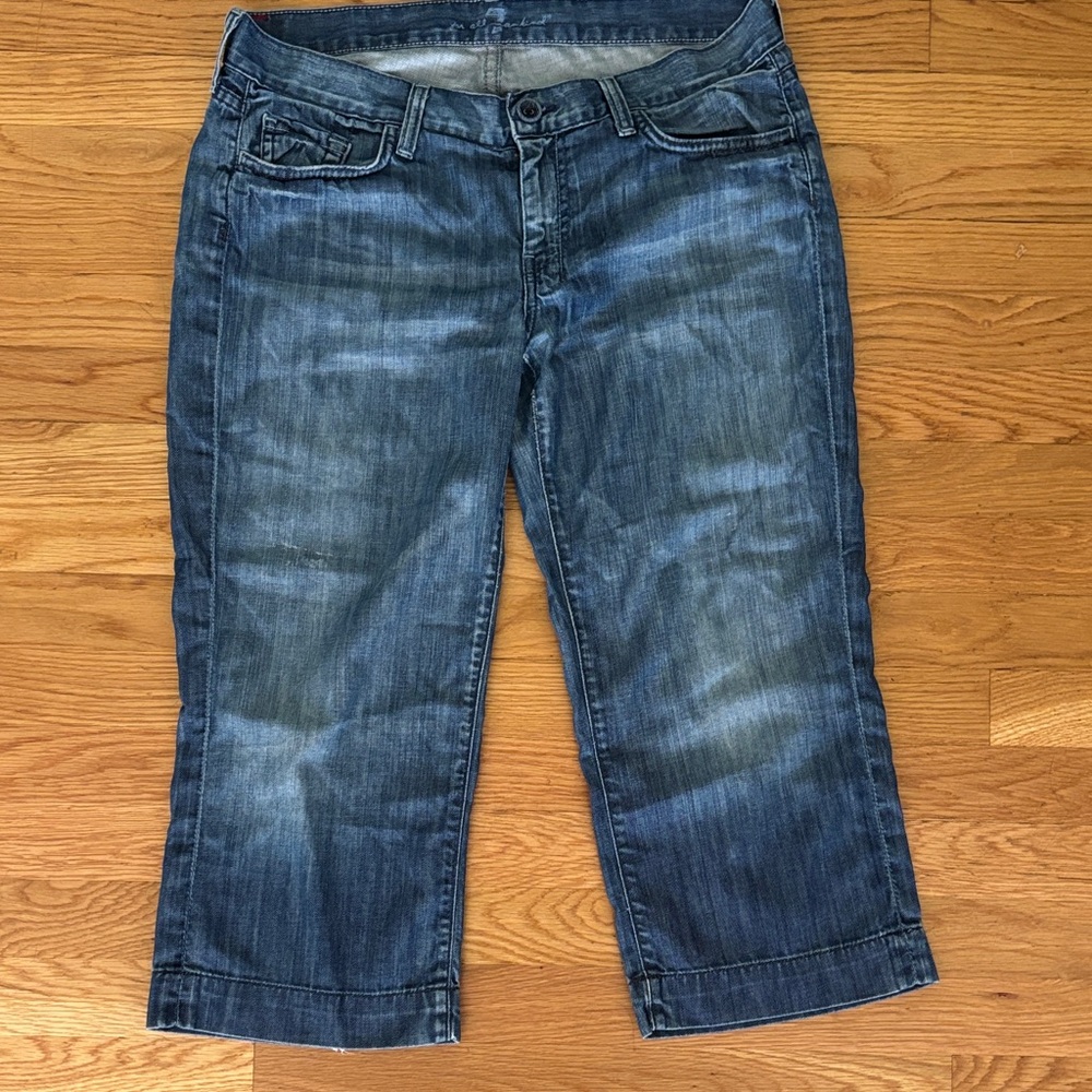 7 For All Mankind Women's Blue Cropped Jeans - Picture 3 of 4